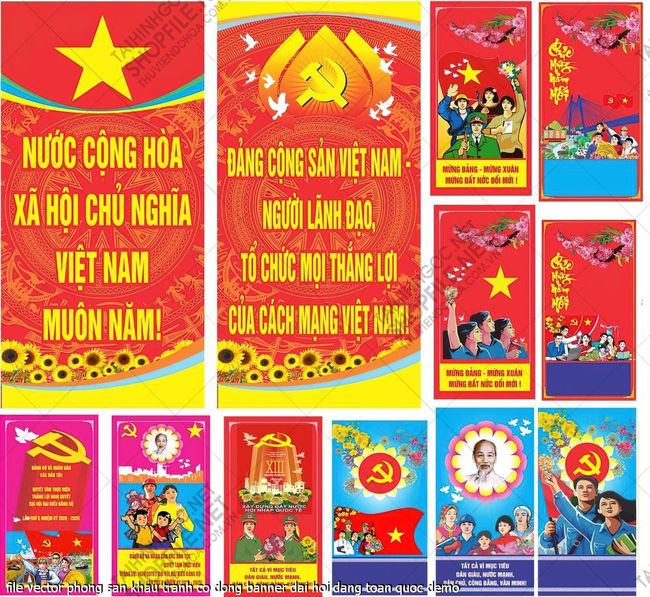 file vector phong san khau tranh co dong banner dai hoi dang toan quoc